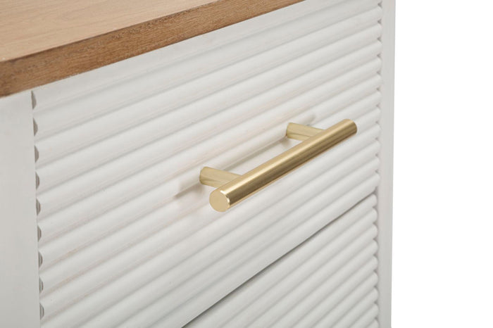 Cassettiera Matera 45x100x32 cm in Legno MDF e Ferro Bianco/Marrone