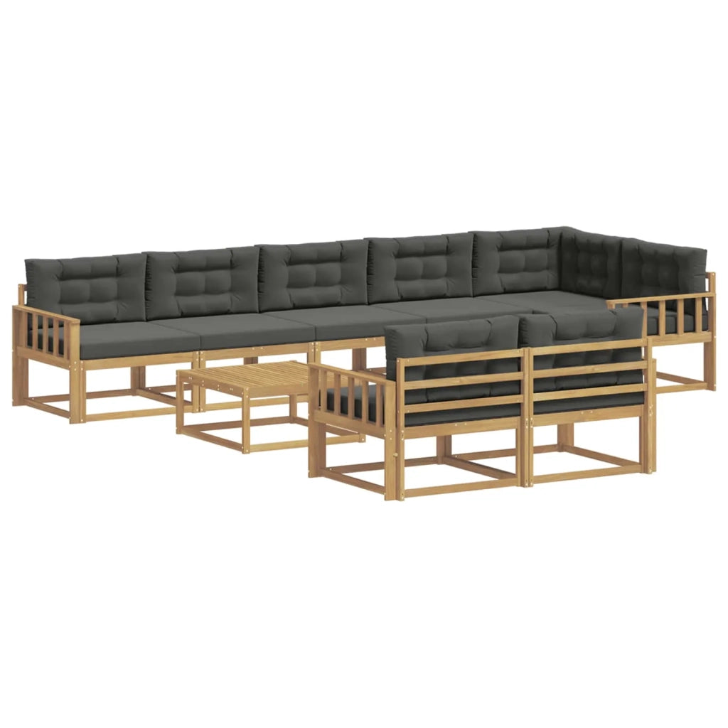 Set di divani da esterno 9 pz Bianco e Antracite Poliestere 3386651