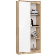 Armadio da ufficio AKORD R80 Sonoma Quercia 80 cm 1 anta inserto frontale Bianco 80x35x180 cm