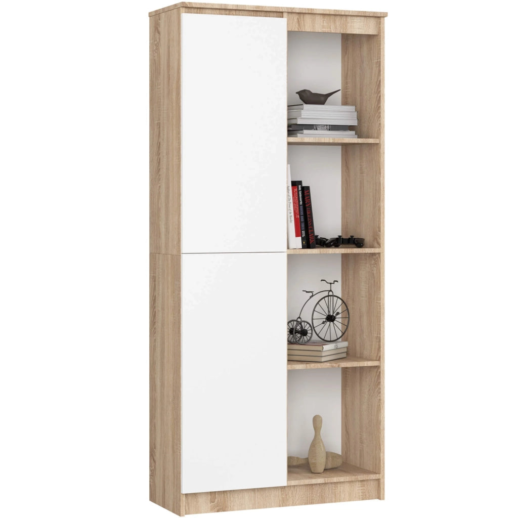 Armadio da ufficio AKORD R80 Sonoma Quercia 80 cm 1 anta inserto frontale Bianco 80x35x180 cm