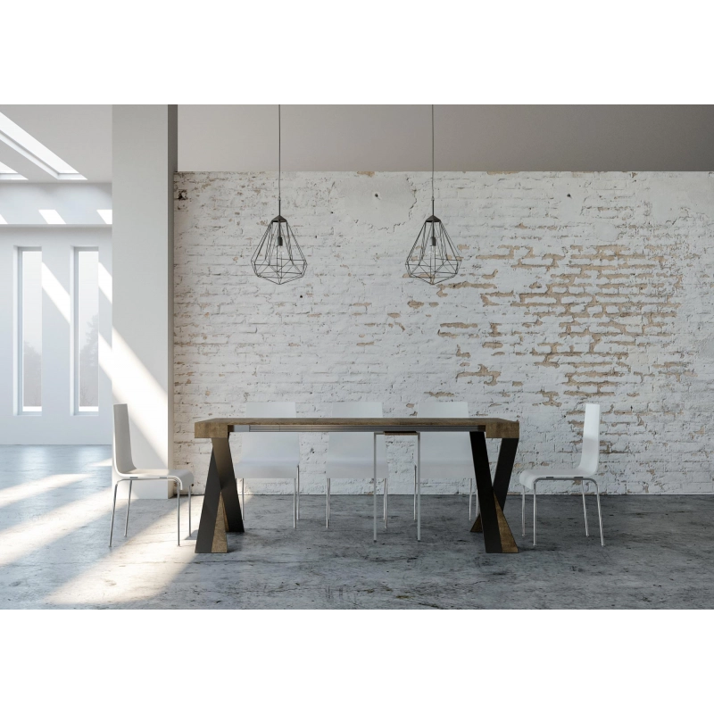 Consolle allungabile 90x40/300 cm Diago telaio Antracite - Noce