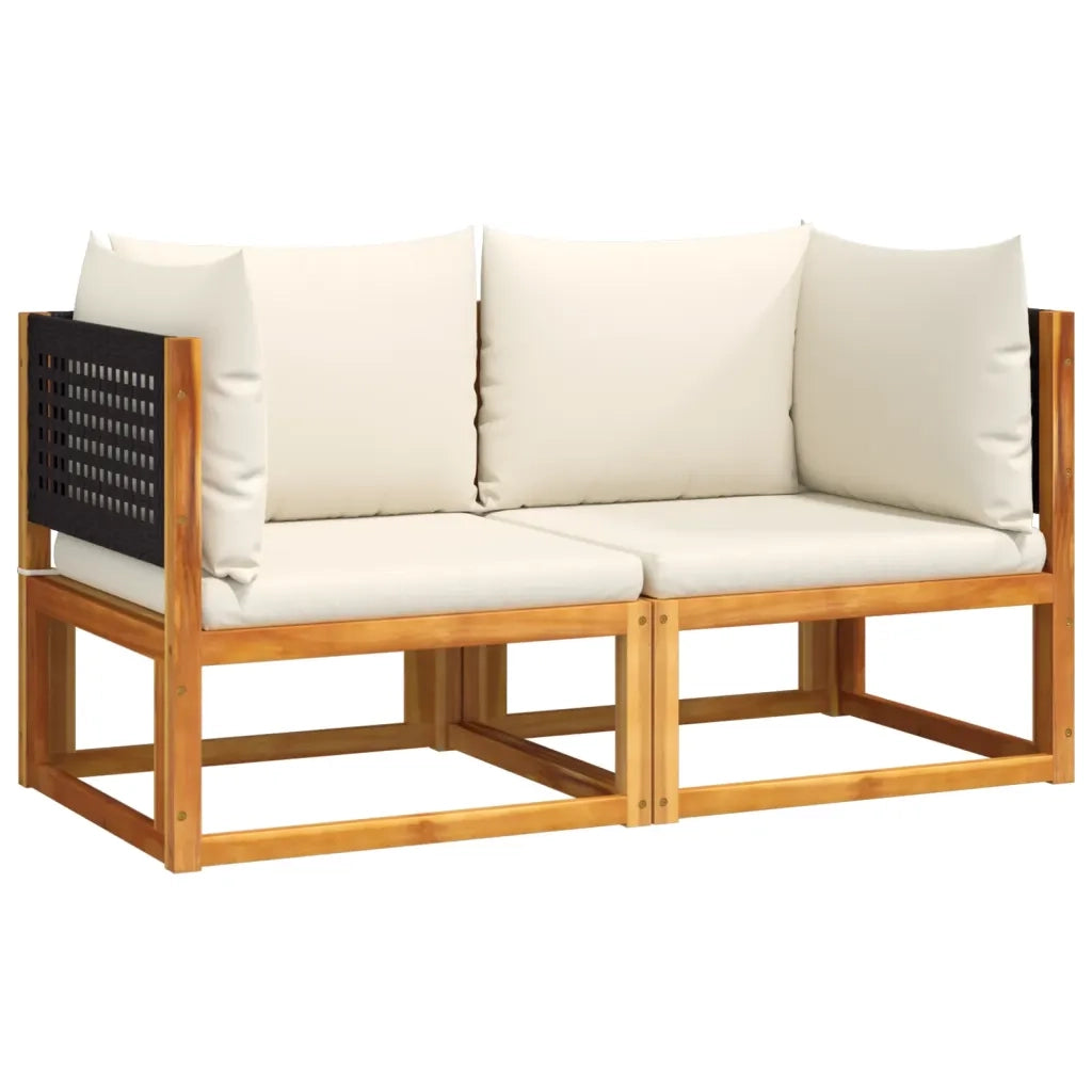Divani da Giardino Angolari con Cuscini 2 pz in Legno di Acacia e Rattan 3278876