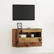 Mobile TV  con luci LED in legno vecchio 60x30x40 cm