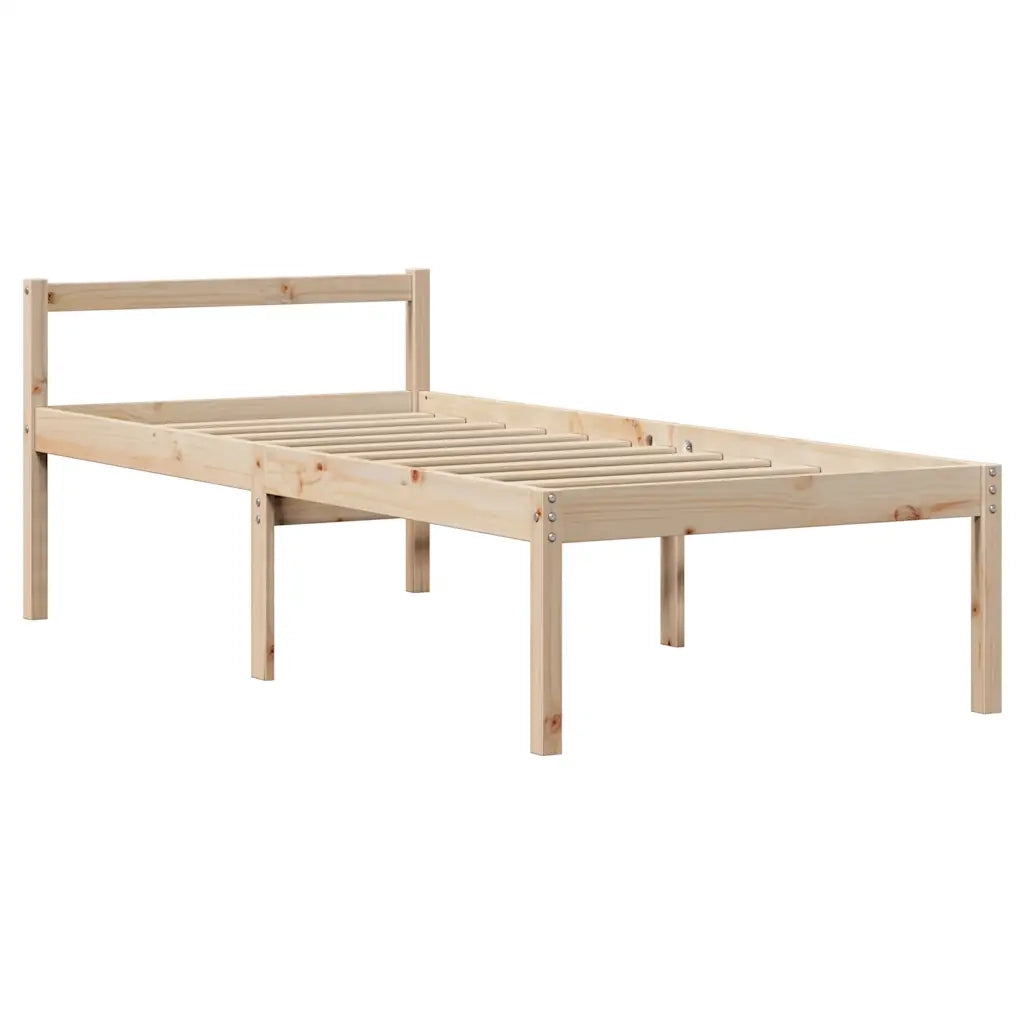 Letto per Anziani con Testiera 90x200 cm Legno Massello Pino