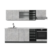 Cucina componibile R-Line Calcestruzzo/Antracite 240 cm, PL Marmo Vicco