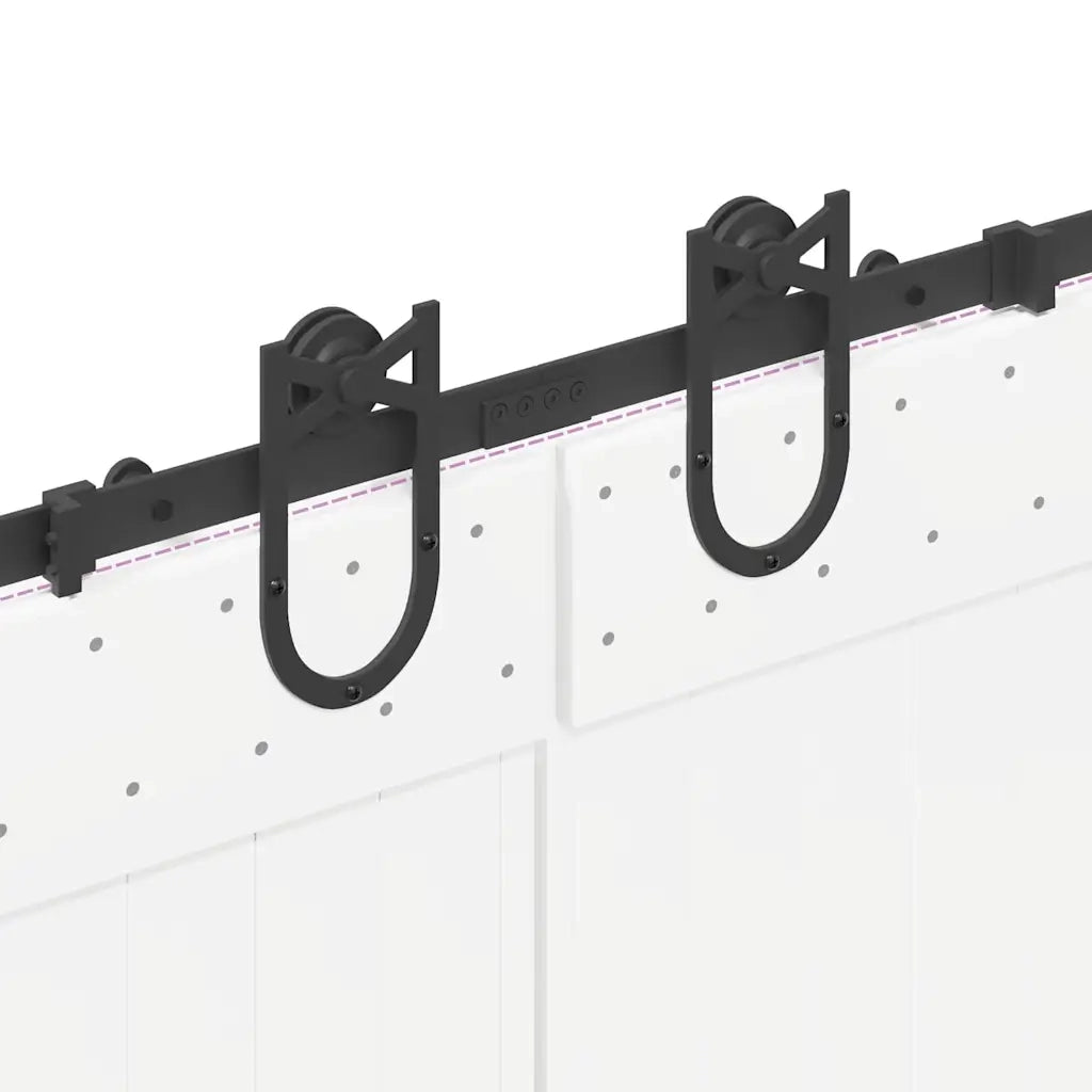 Kit di Binari per Porte Scorrevoli 366 cm Acciaio Nero