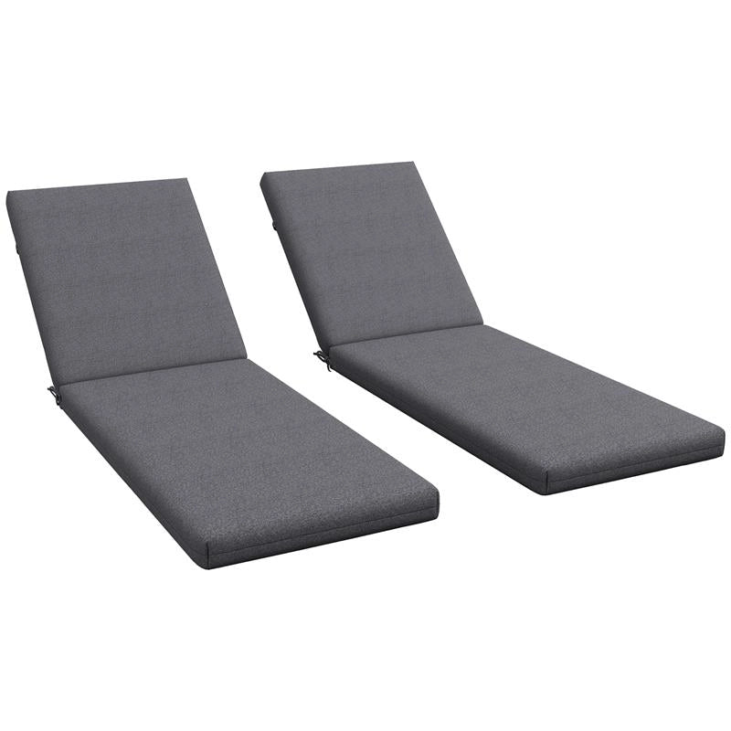 SET 2 CUSCINI PER SEDIE DA ESTERNO CON LACCI E 2 IMBOTTITURE, IN POLIESTERE E COTONE, 190.5X58.4X7 CM, GRIGIO