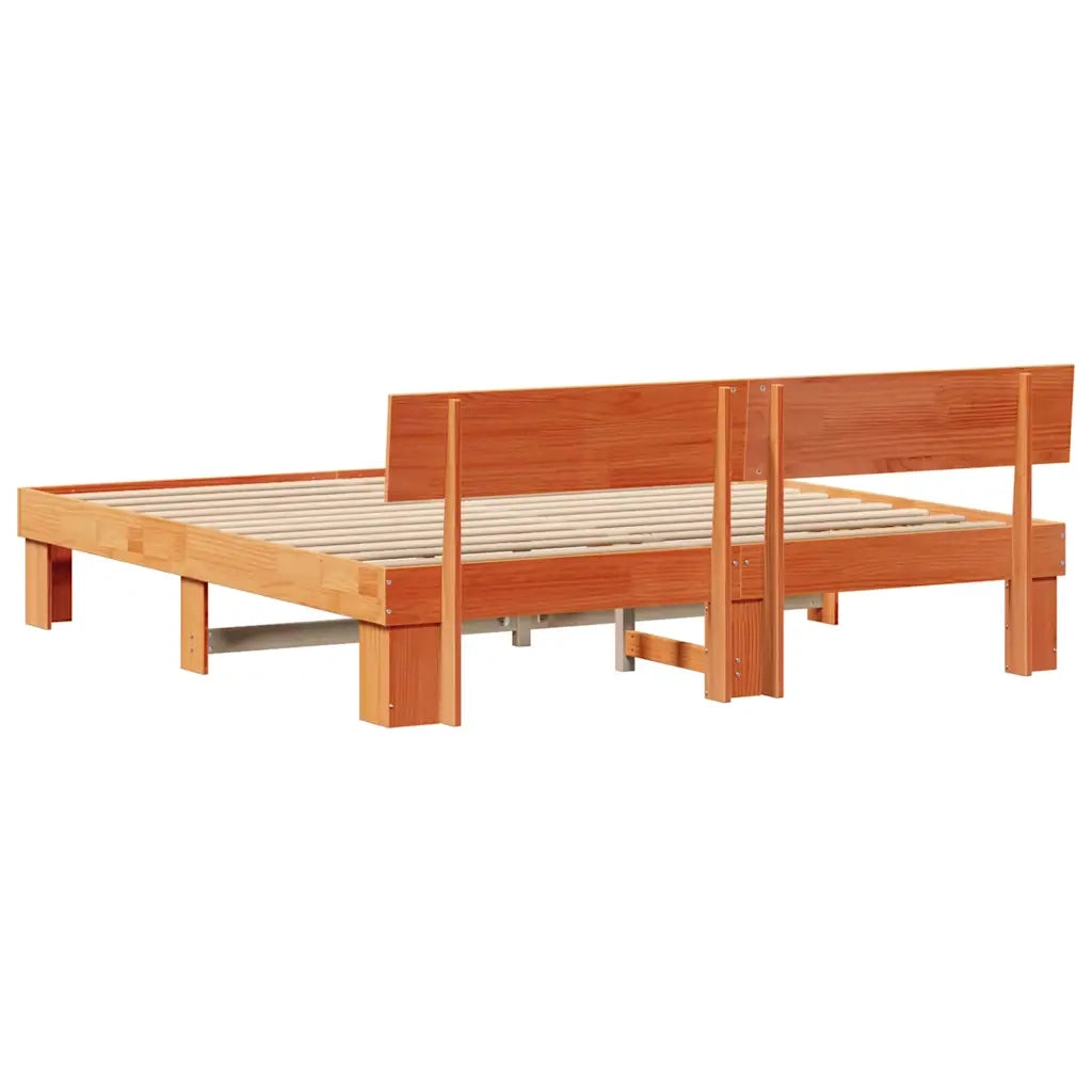 Struttura del letto Marrone cerato 200 x 200 cm Pino massello