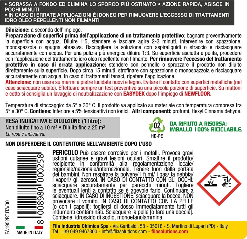Detergente concentrato per pavimenti Newfloor FILA 1LT