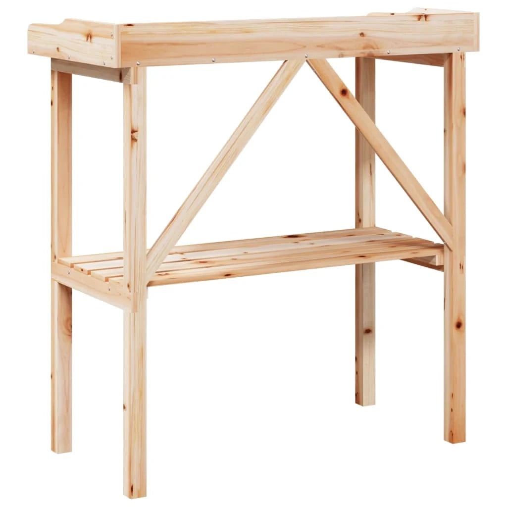 Tavolino portavaso con ripiano 78 x 38 x 82,5 cm legno massello di abete marrone 02_0045430
