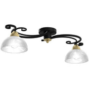 Plafoniera Luminex Aurora 2 luci E27 nero ottone antico