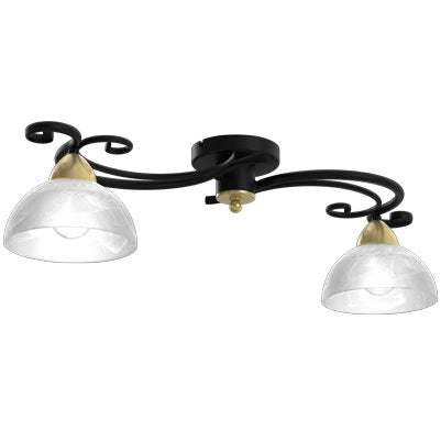 Plafoniera Luminex Aurora 2 luci E27 nero ottone antico