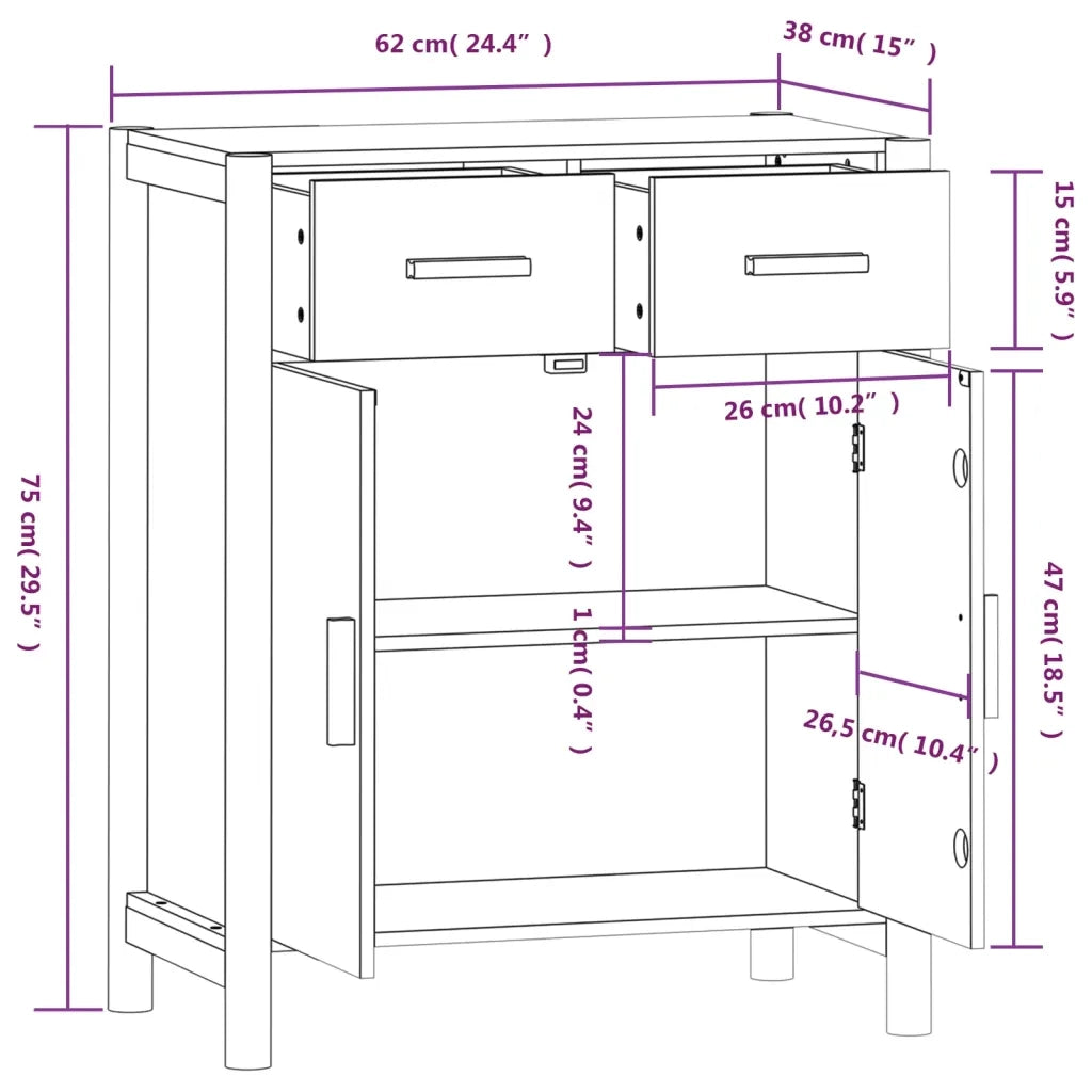Credenza-Buffet-Armadio da cucina Bianca 62x38x75 cm in Legno Multistrato