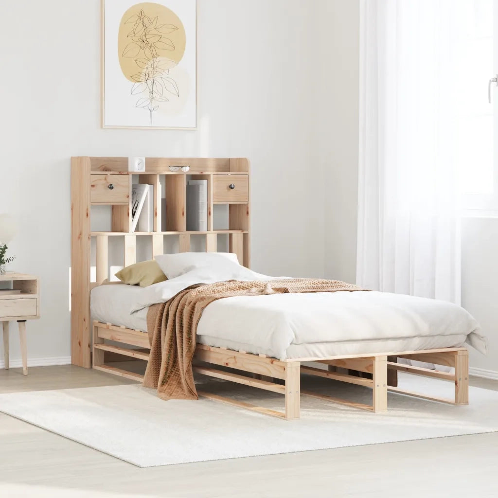 Letto singolo | Letto per adulti | Letto Libreria senza Materasso 90x190 cm Legno Massello Pino