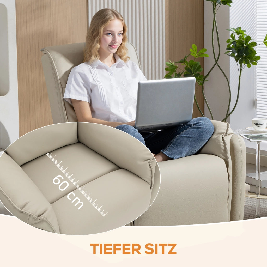 Poltrona Massaggiante Elettrica con Poggiapiedi ¨C Zephmum ¨C Similpelle Beige