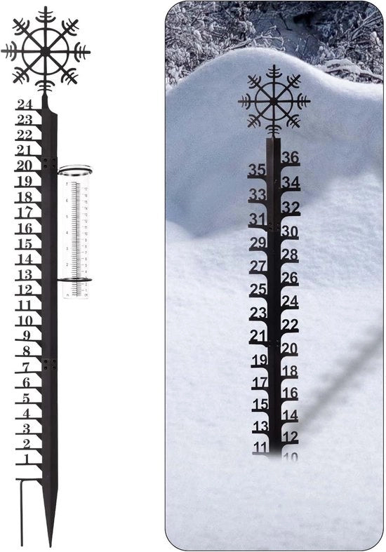 Misuratore di Neve + 61cm Misuratore di Pioggia - Decorazione Esterna - Metallo
