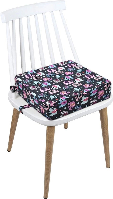 Sedile elevatore, copertura in plastica, design cartoon, lavabile, 2 cinture di sicurezza, sedile elevatore, per tavolo da pranzo, sedile booster portatile (oliva rosa)