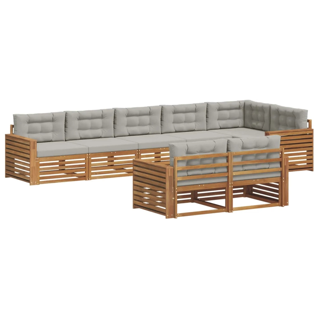 Set di divani da esterno 8 pcs Grigio Naturale e Chiaro