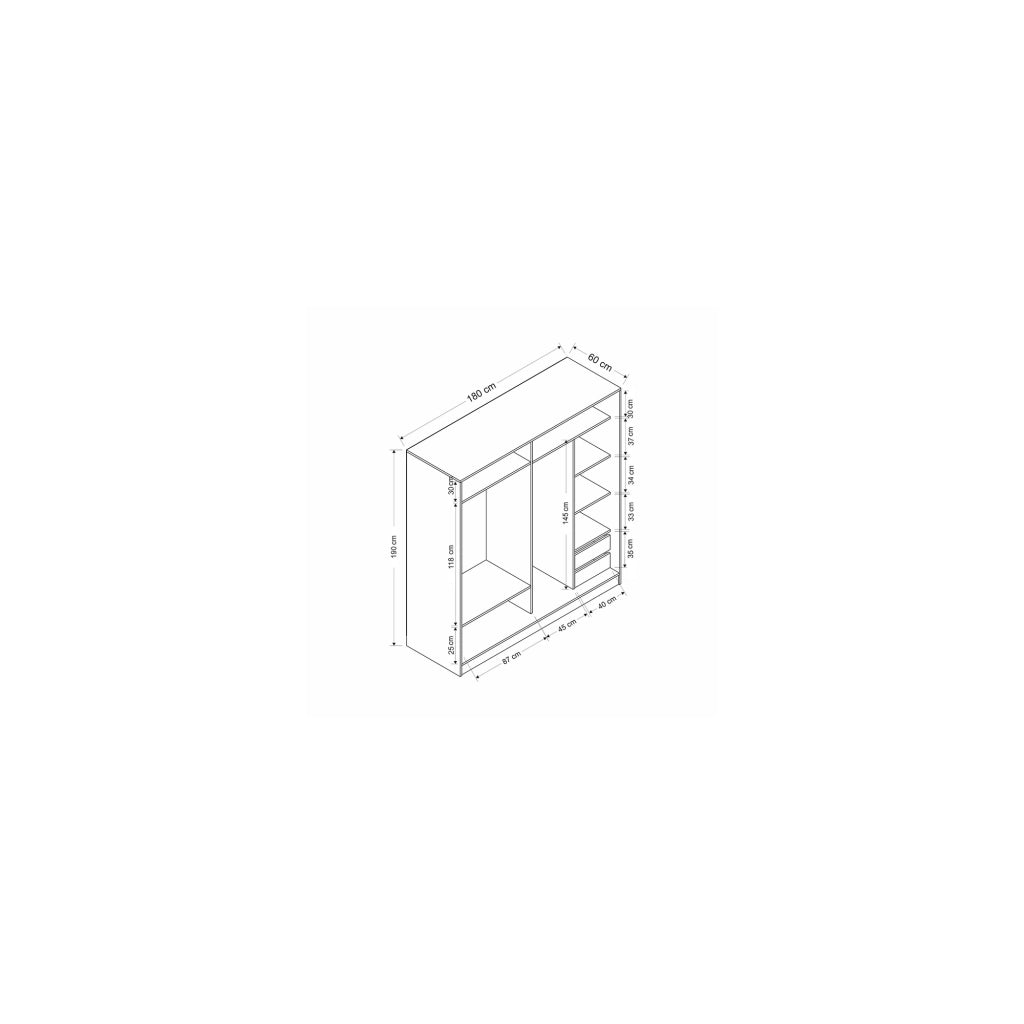 Armadio Camera da Letto Rovolon, Guardaroba 2 Ante Appendiabiti, 180x190h cm Marrone Rovere