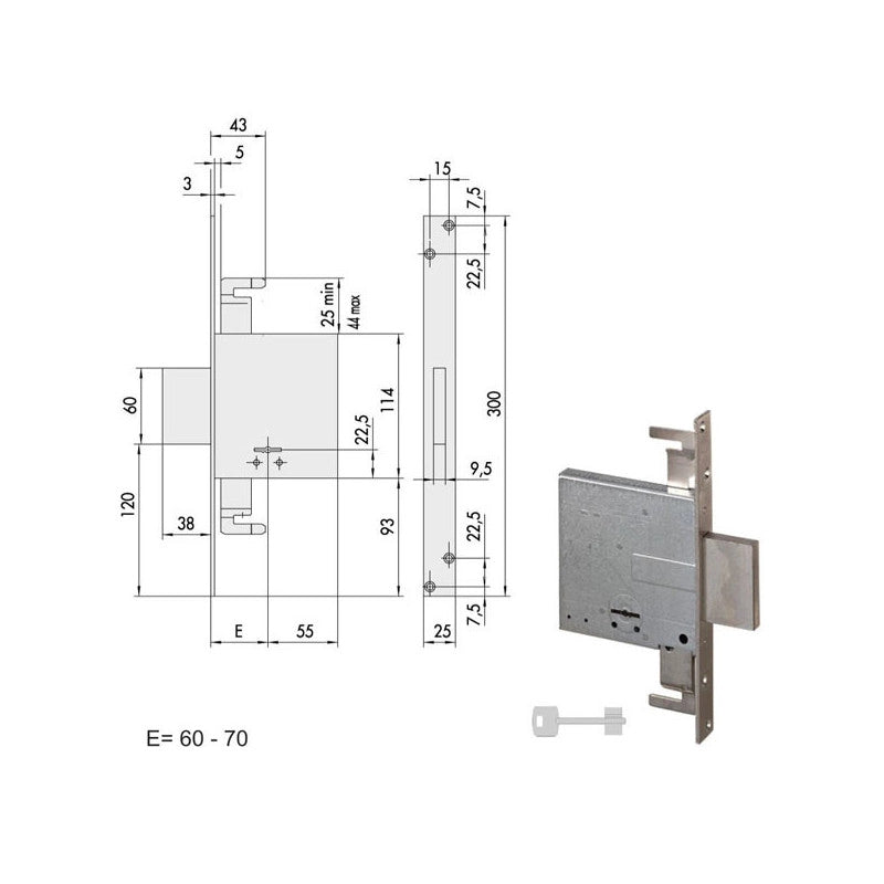 Serratura Infilare Ferro 57015-70-0 Cisa