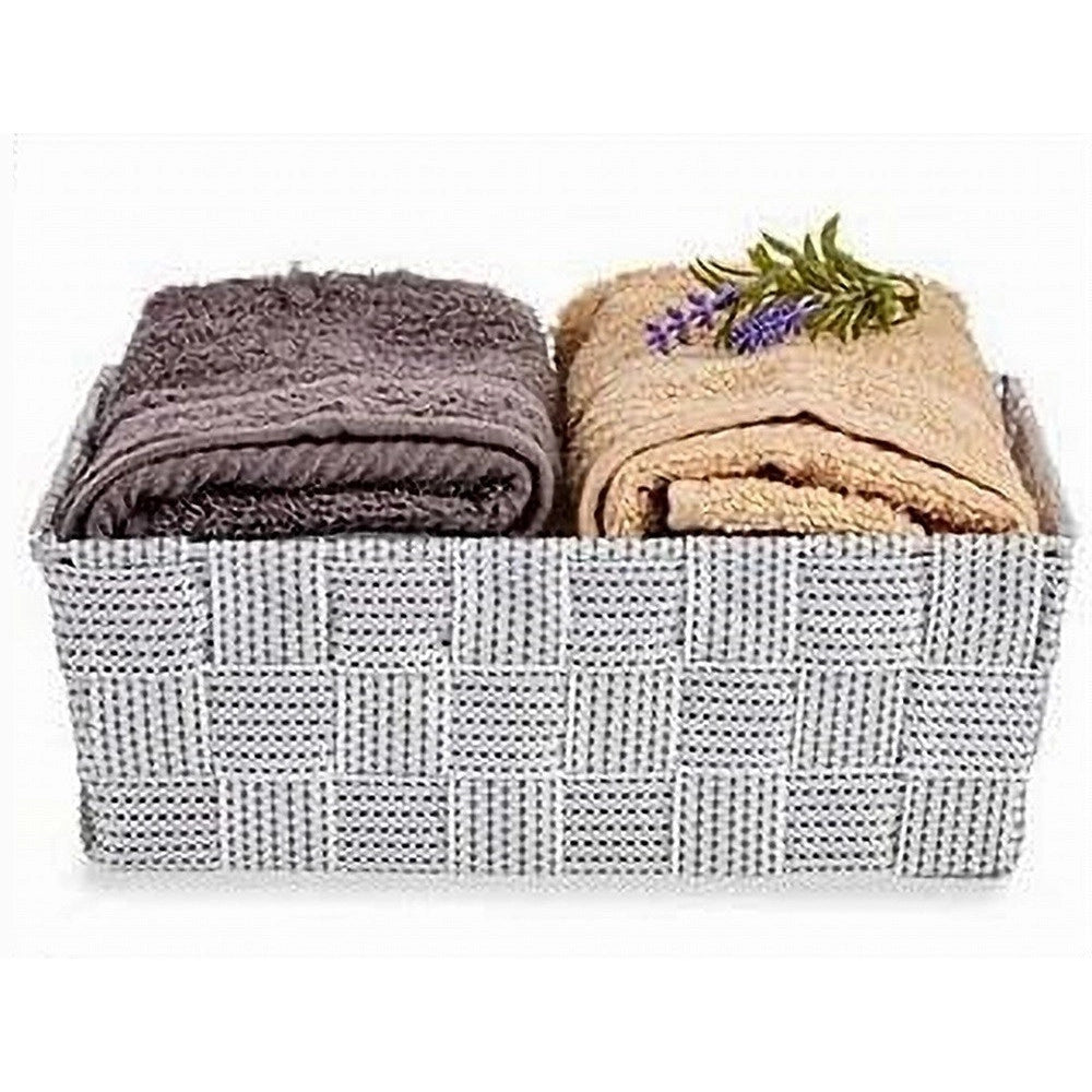 Trade Shop - Set 3pz Scatola Portaoggetti Tessuto Intrecciato Contenitori Grigio Chiaro 79054 -