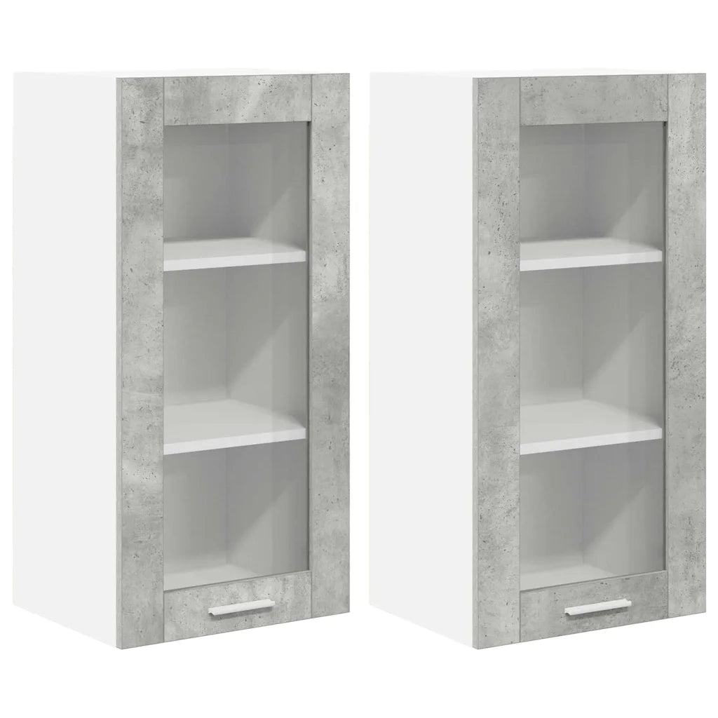 Armadio pensile con porta 2 pcs Grigio cemento 40 x 31 x 80 cm 884305