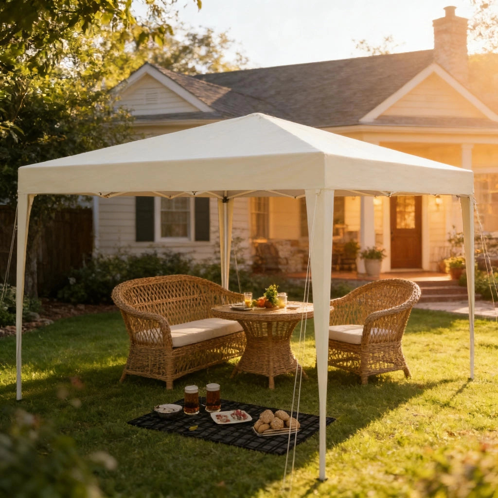 Gazebo pieghevole 3x3 m regolabile in altezza, con borsa per il trasporto, tessuto Oxford 210D, giallo chiaro
