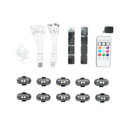 Set di 10 luci stroboscopiche LED RGB con telecomando, 10 modalità, 8 colori, batteria al litio ricaricabile da 110 mAh USB-C IP65