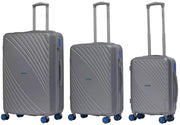 Set 3 Valigie Trolley Rigide in ABS 4 Ruote TSA Ravizzoni Fresh Silver e Blu