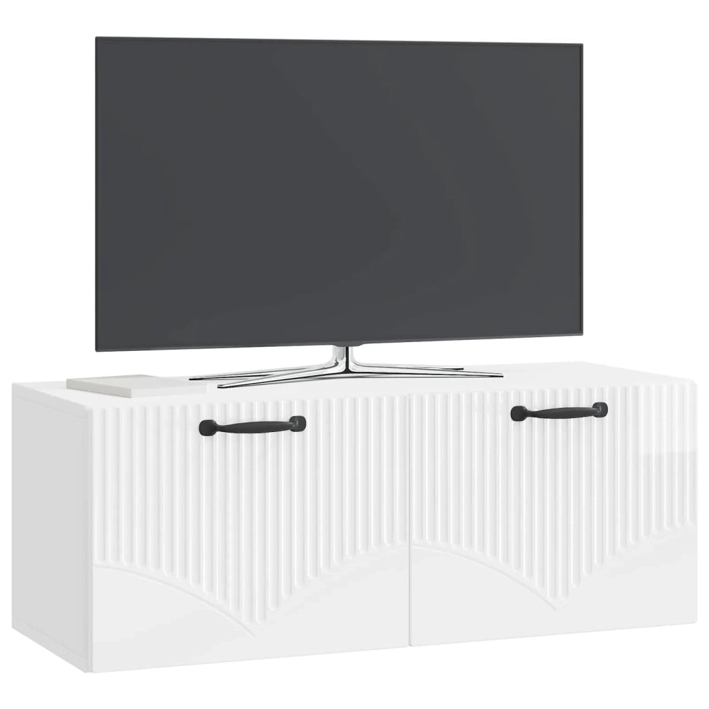 Mobile Porta TV da Muro Bianco Lucido 78,5 x 31 x 30 cm