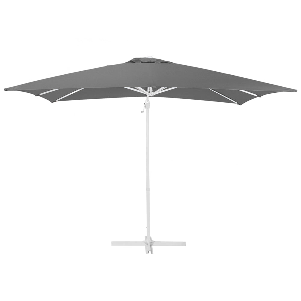 Ombrellone da giardino Tendalino grigio Palo in acciaio bianco 235 cm Cantilever resistente agli agenti atmosferici con meccanismo a manovella
