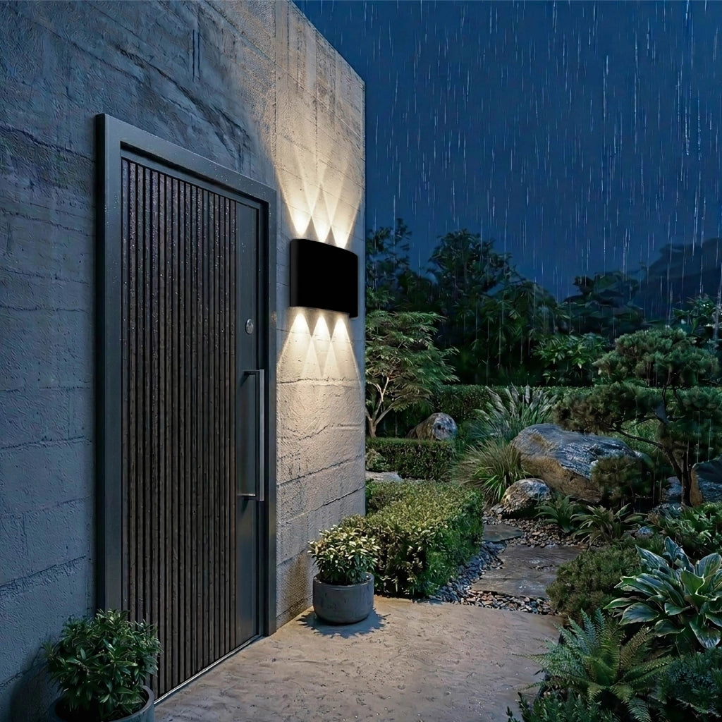 Set 2 Pezzi Applique LED da Parete 6 LED Design Mezzaluna IP65 Interno/Esterno Luce Naturale o Fredda Nero o Bianco Luce Naturale - Nero