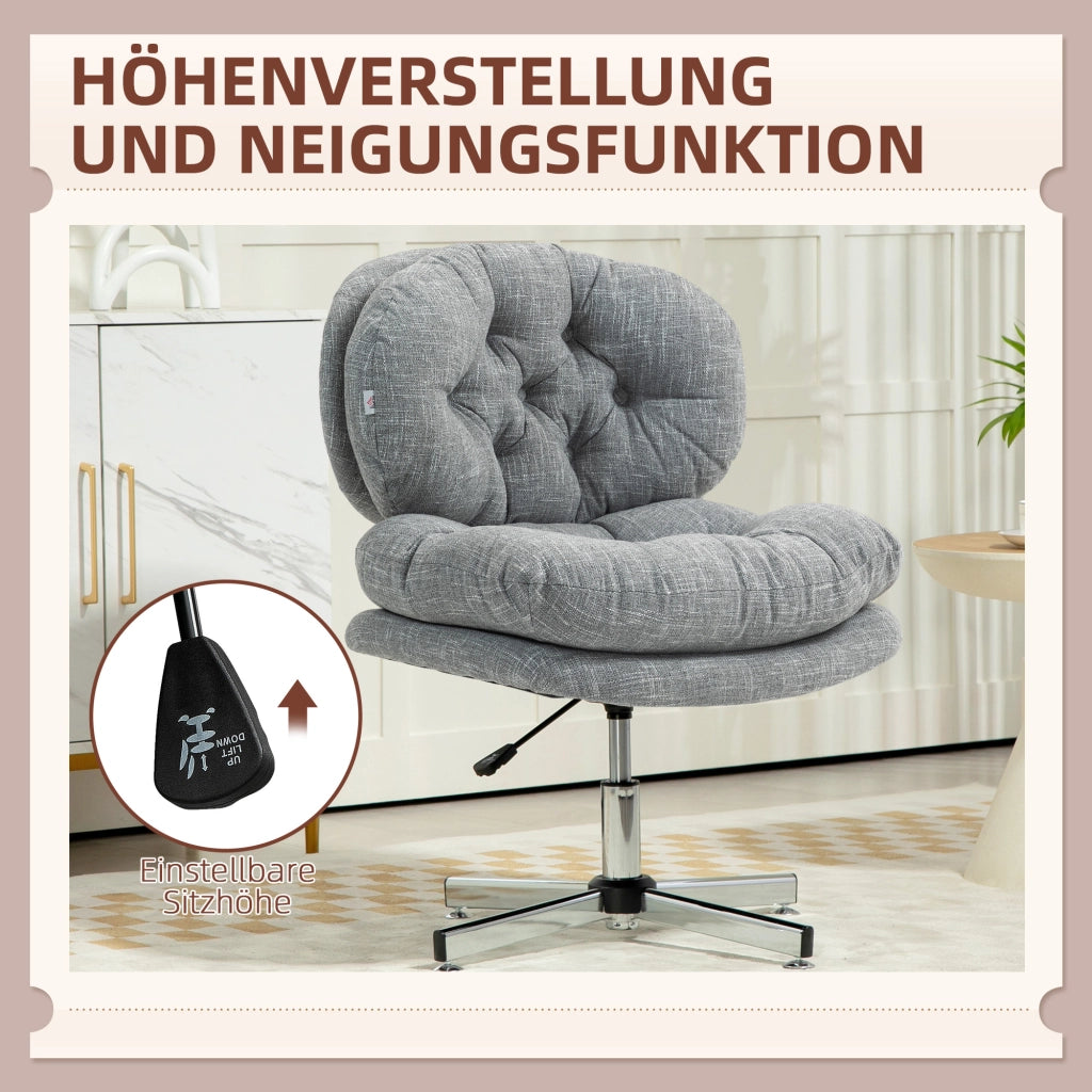 Sedia da ufficio ergonomica con funzione oscillante e altezza regolabile, seduta imbottita in poliestere grigio