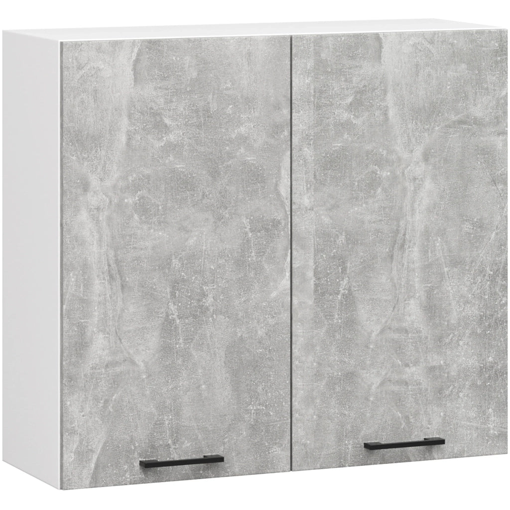Mobile da cucina pensile sistema AKORD OLIWIA 80 cm H720 Bianco inserto frontale Cemento Grigio Cemento 2 ante 80x30x72 cm