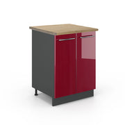 Mobiletto base cucina Fame-Line Bordeaux lucido/Antracite 60 cm, PL Rovere Vicco