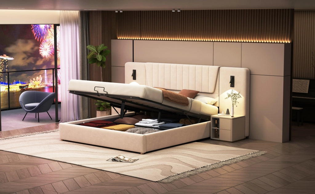 letto imbottito velluto beige 180 x 200 cm