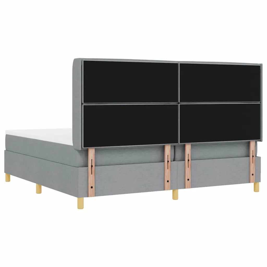 Letto a molle con testiera Grigio chiaro 200 x 200 cm Tessuto 3343651