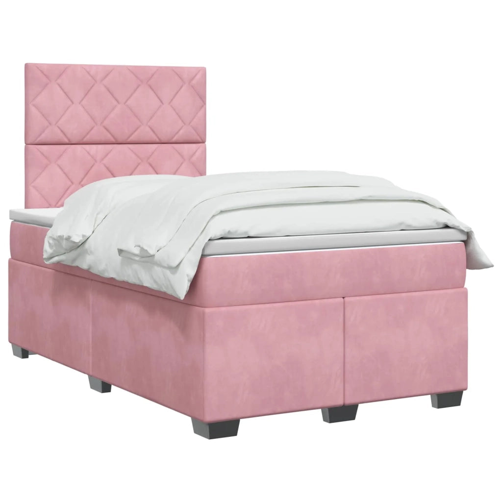 Letto box spring con materasso Rosa 120 x 200 cm Velluto 3453631