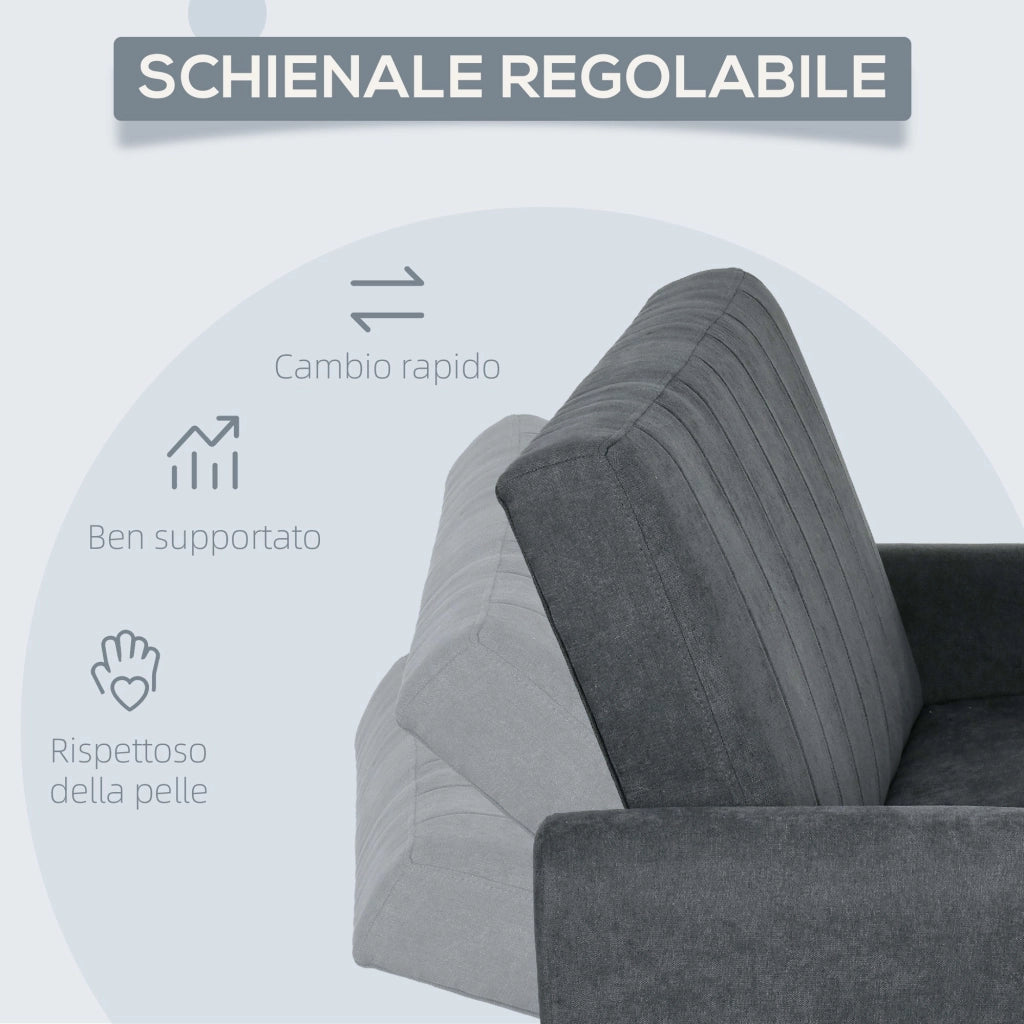 Divano Letto Singolo Clic Clac Schienale Regolabile 148x87x88 cm Velluto Grigio
