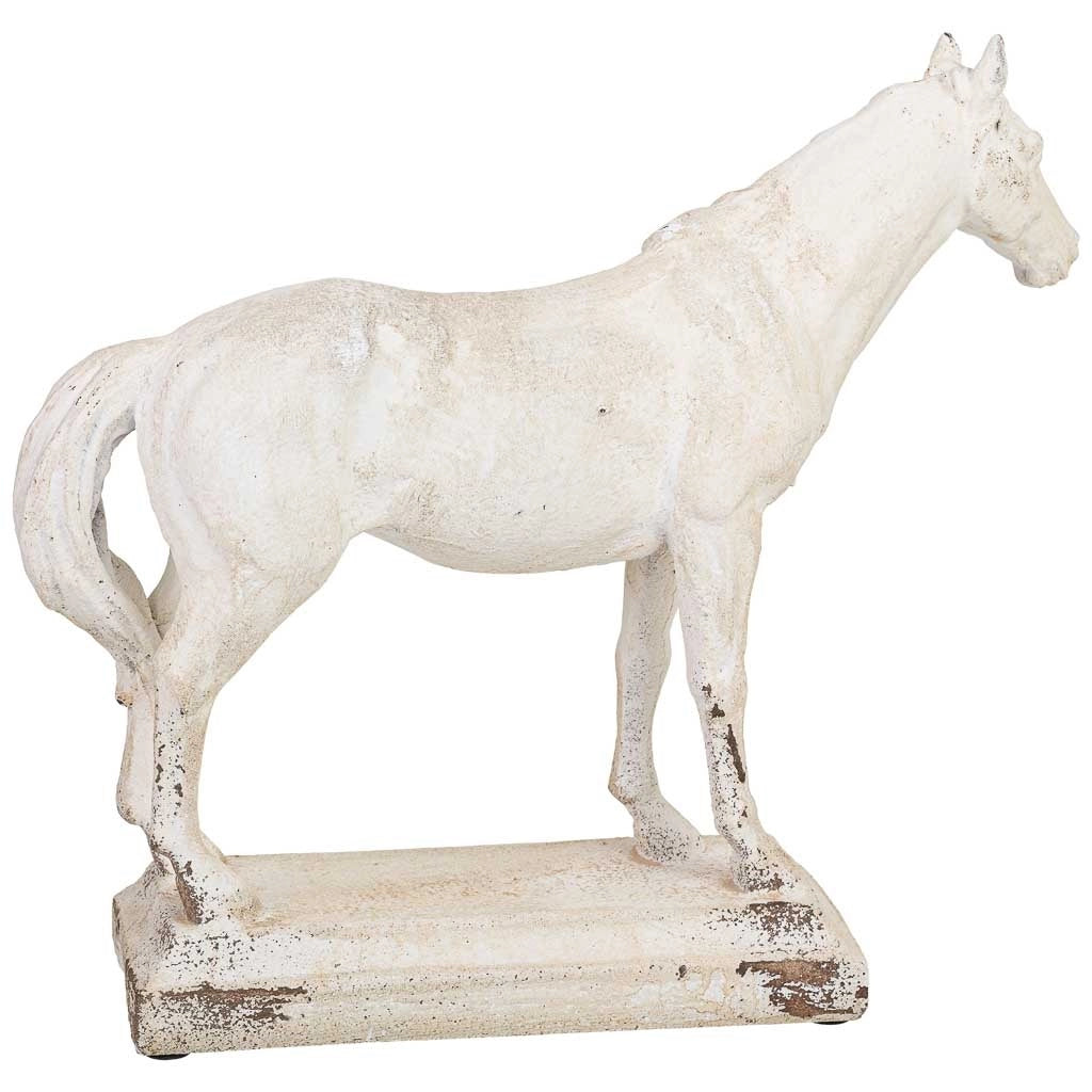 Statuetta decorativa a forma di cavallo in resina bianca, 38 x 11 x 32,5 cm (altezza)