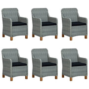 Set Pranzo da Giardino 7pz con Cuscini Polyrattan Grigio Chiaro 3060171