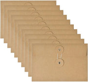 Pacchetto con 10 borse documentali, fogli di carta kraft, buste cartone documenti, cartellino marrone con chiusura a sigillo, busta kraft piccola per ufficio, scuola, casa, fatture, ricevute, cartoline, 11,4 x 17 cm.