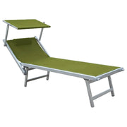 Tempo Style - Lettino Prendisole Verde Pastello  con Parasole e telaio bianco