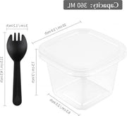 Dessertiere plastic 360 ml 50 pezzi dessertiere riciclabili rettangolari coperchi cucchiai DIY desserti budini gelato