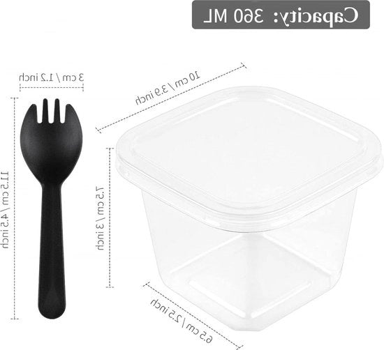 Dessertiere plastic 360 ml 50 pezzi dessertiere riciclabili rettangolari coperchi cucchiai DIY desserti budini gelato