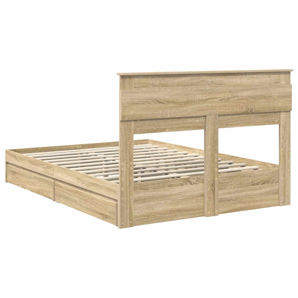 Letto con Contenitore con testiera Rovere Sonoma 140 x 200 cm 3409914