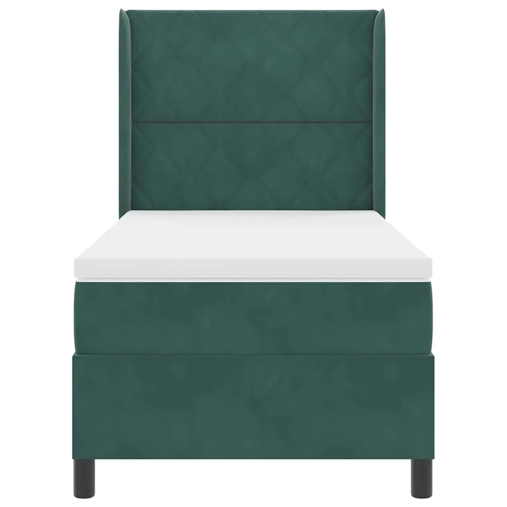 Letto con Box Springs LED e Materasso Verde Scuro 100 x 200 cm 3343913
