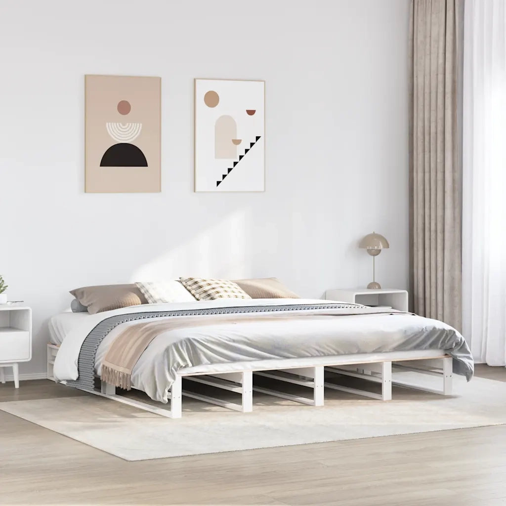 Giroletto senza Materasso Bianco 200x200 cm Legno Massello Pino 3302322