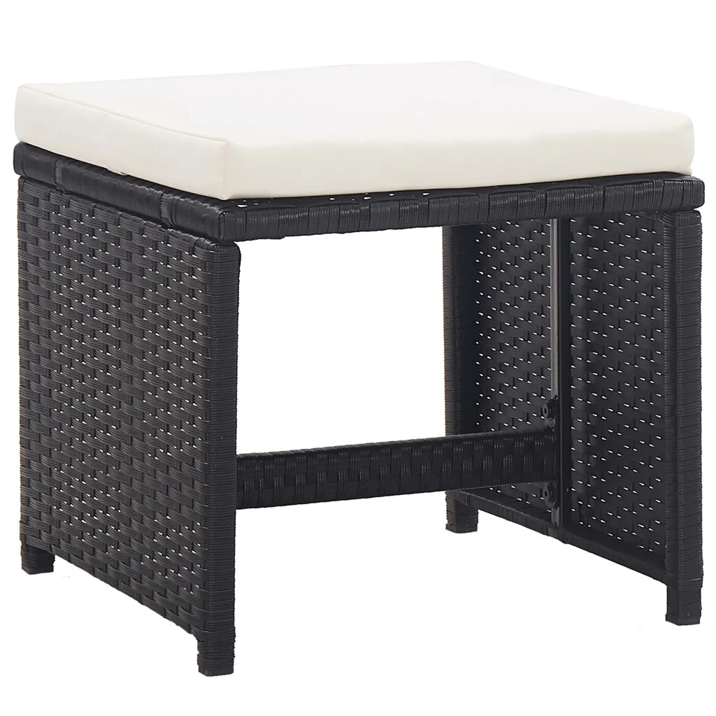 Set da Pranzo da Giardino 15 pz con Cuscini in Polyrattan Nero 46425