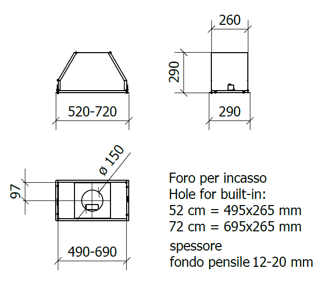 BLOCK INOX cm 72 - Inox, Zincato - 800 m3/h